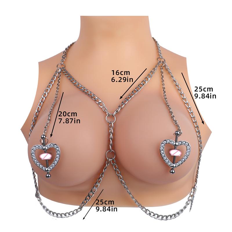 New Love Shaped with Pearl Nipple Clamps Steel Breast Stimulator Clips Spring Pull Slave Bondage Flirting Women Toy Accessories