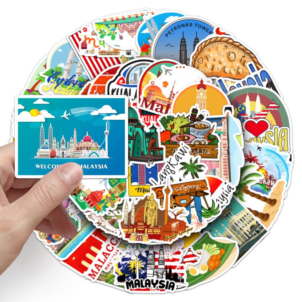 50 Malaysia Graffiti Stickers Cartoon Outdoor Travel Malaysia Water Cup Suitcase Stickers