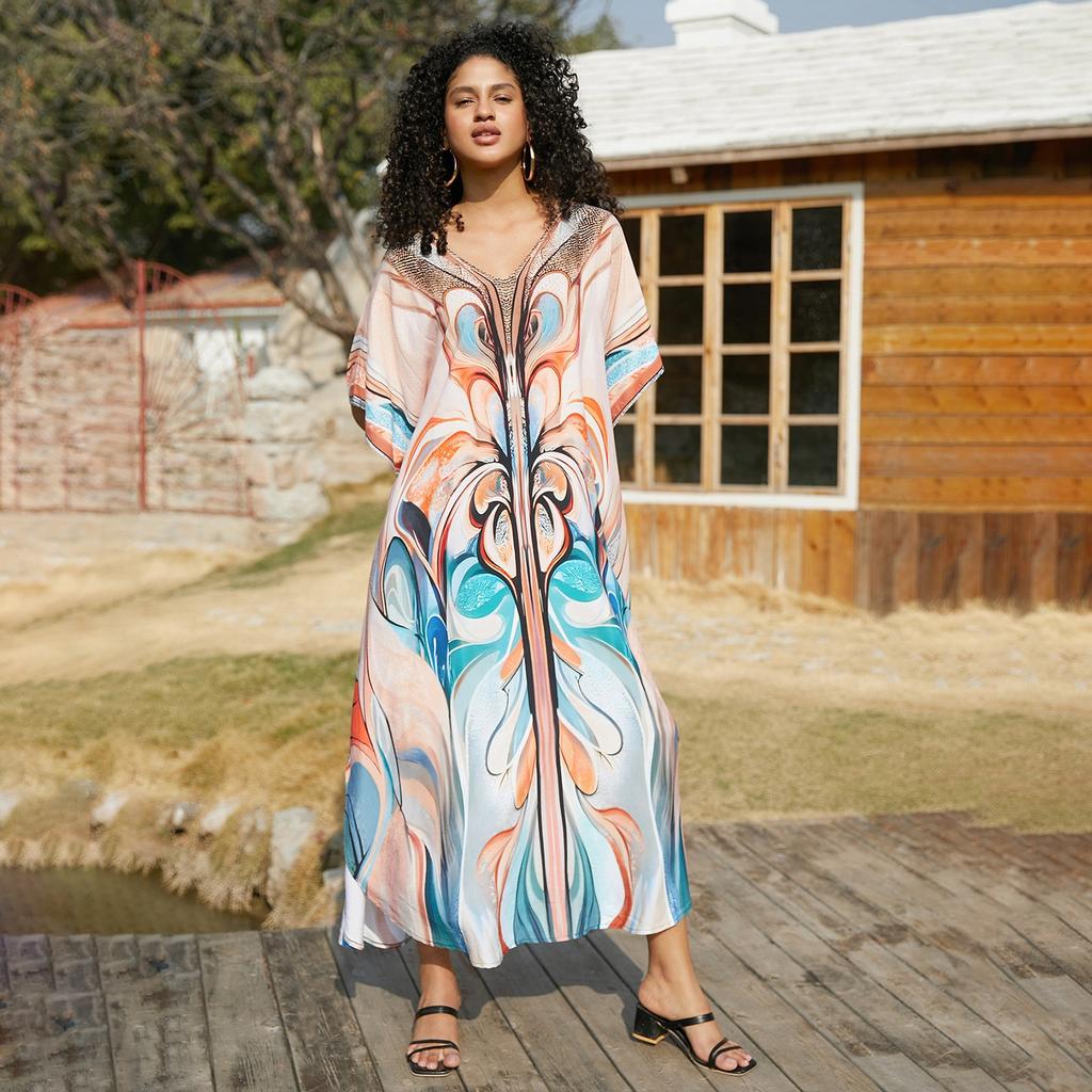 Loose-fitting Large-sized Long Robe, Beach Blouse, Vacation One-piece Long Dress, Sun-protective Blouse For Women