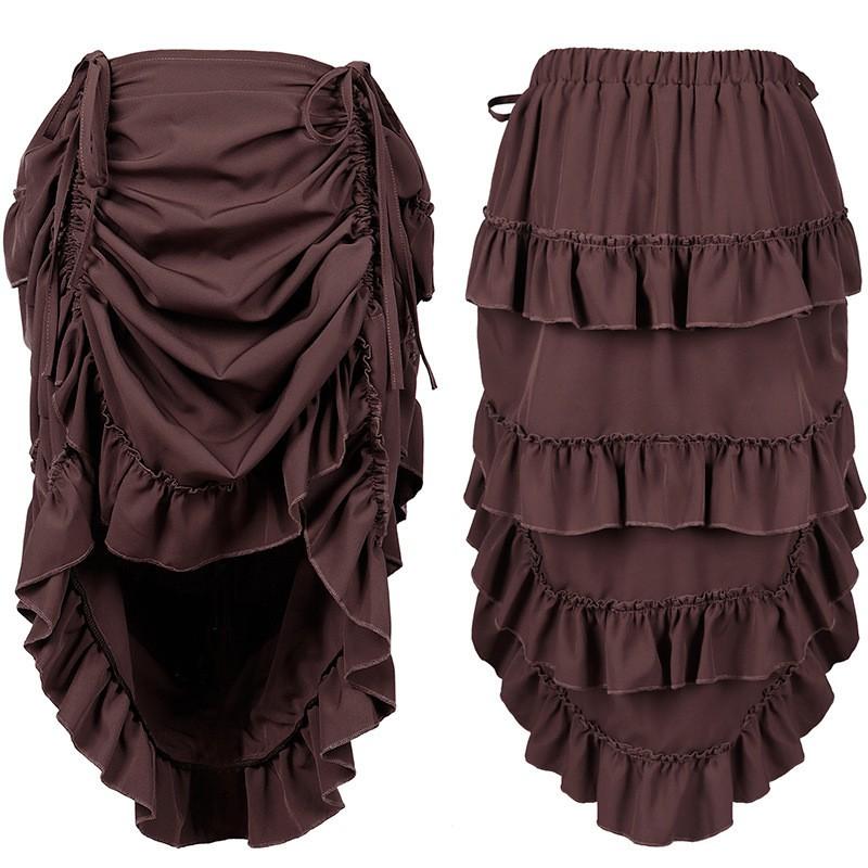 Halloween Renaissance Pirate Skirt Medieval Court Style Irregular Long Dress Party