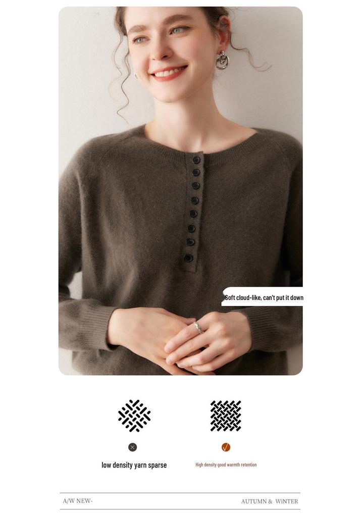 Lekasha 2026 Autumn/Winter Women's Cashmere Round Neck Sweater
