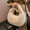 Yogodlns Fur Women's Small Half Moon Bag Luxury Warm Plush Wrist Bags for Women Fashion Furry Short Handle Clutch Cute Ladies Coin Purses