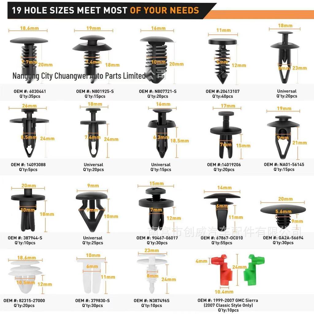 425 τεμ. Κλιπς Στερέωσης για Toyota, Honda, Chevrolet, Chrysler Πόρτας Αυτοκινήτου & Προφυλακτήρα