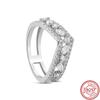 Original 925 Sterling Silver Ring Love Heart Pave CZ Crystal Stackable Rings for Women Wedding Engagement Birthday Gift Jewelry