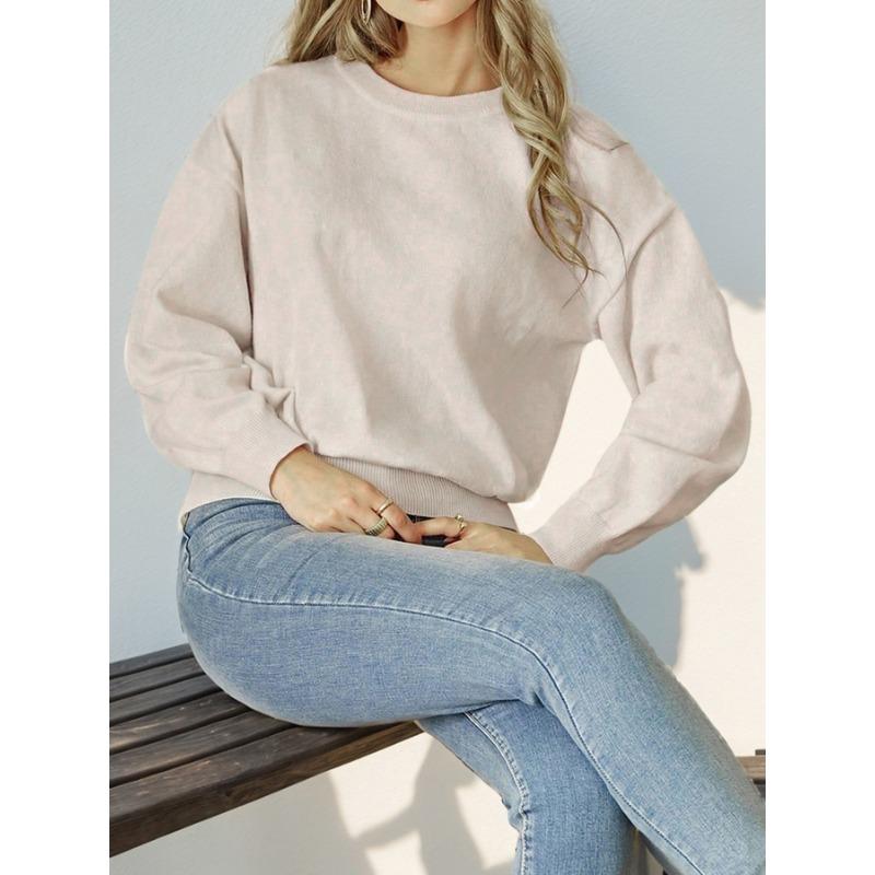 VEZFAA Damenmode Lässig Herbst Winter Liebesbrief Druck Langarm O-Ausschnitt Pullover