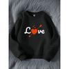 Heart Arrow Print Crewneck Sweatshirt, Warm Comfortable Long Sleeve Top