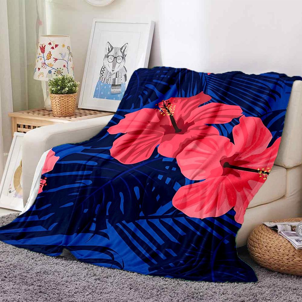 1pc Tropical Flowers Blanket Warm, Cozy, And Soft, Suitable for Sofas, Beds, Cars, And Office Use.Perfect for Camping And Travel, Making It a Great Gi