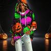 Women's Halloween Printed Hoodie 3/4 Sleeve Pullover Casual Tunic for Party