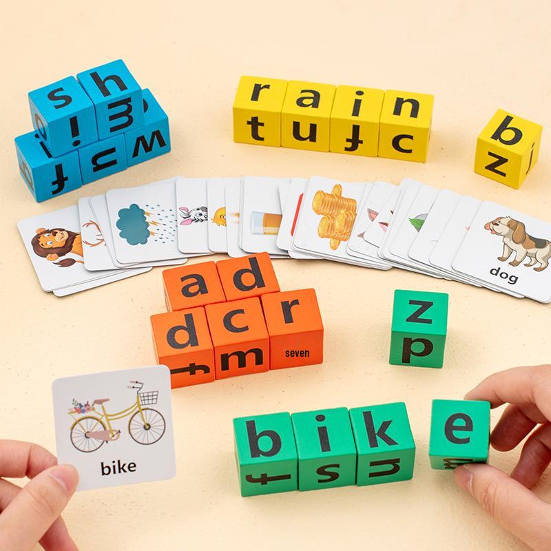 Early Childhood English Alphabet Spelling Board Game - Educational Wooden Blocks for Learning