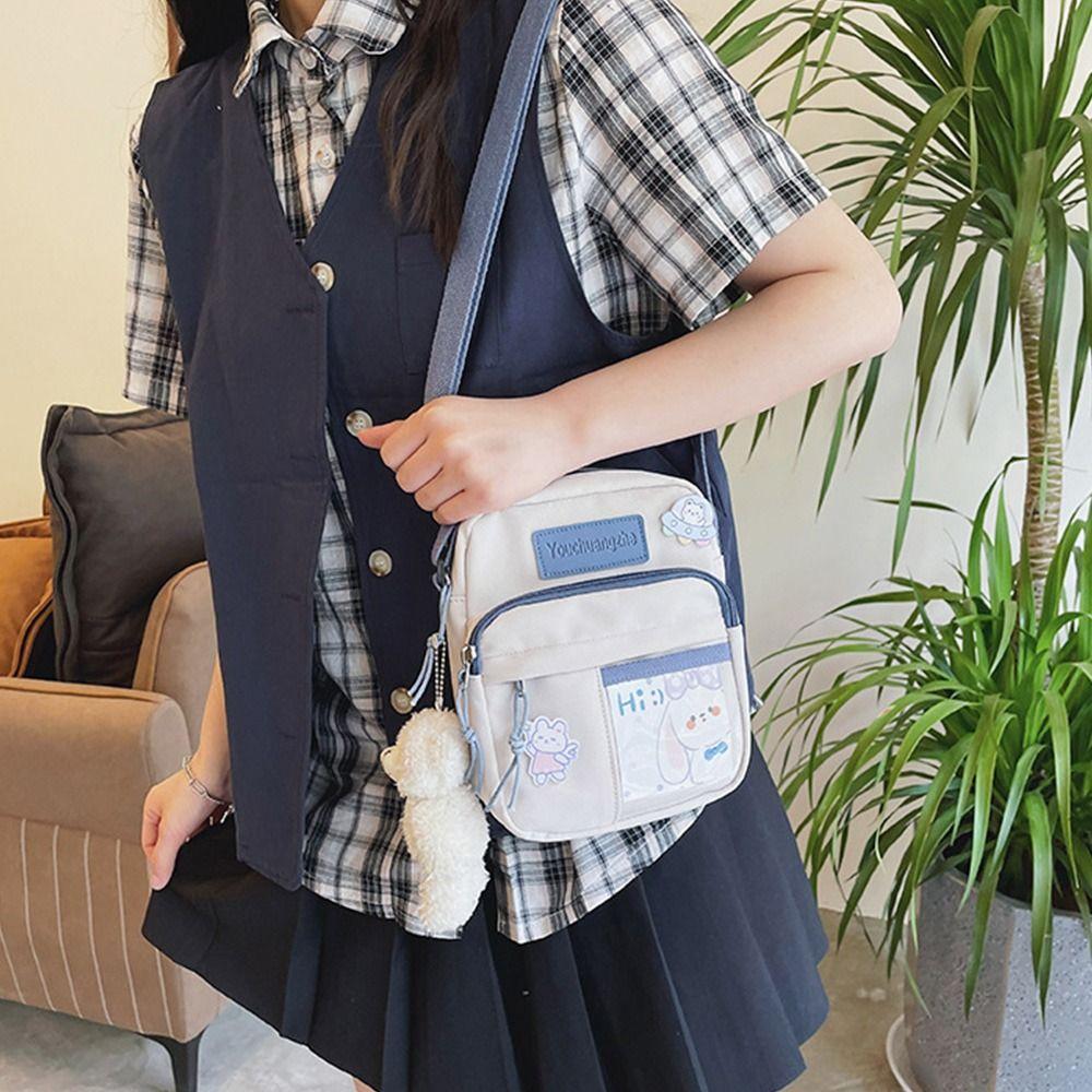 Girls Vintage Cute Shopping Bags Soft Nylon Crossbody Bag Shoulder Messenger Bag