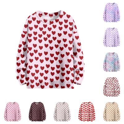 Valentinstag Sweatshirts für Kinder Jungen und Mädchen Strickpullover Süßes Shirt Herbst Rundhals Pullover Tops