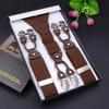 Men's Six-Clip Jacquard Wide Suspenders with Printed Webbing