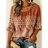 Women's Beige Paisley & Ethnic Print Tie Front Blouse, Casual Loose Top for Spring Summer Daily Wear