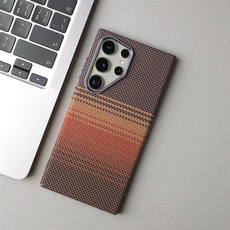 Luxury Carbon Fiber Wireless Charging Magsafe Case for Samsung Galaxy S25 S23 S24 S22Ultra Plus Alloy Lens Protection Hard Cover
