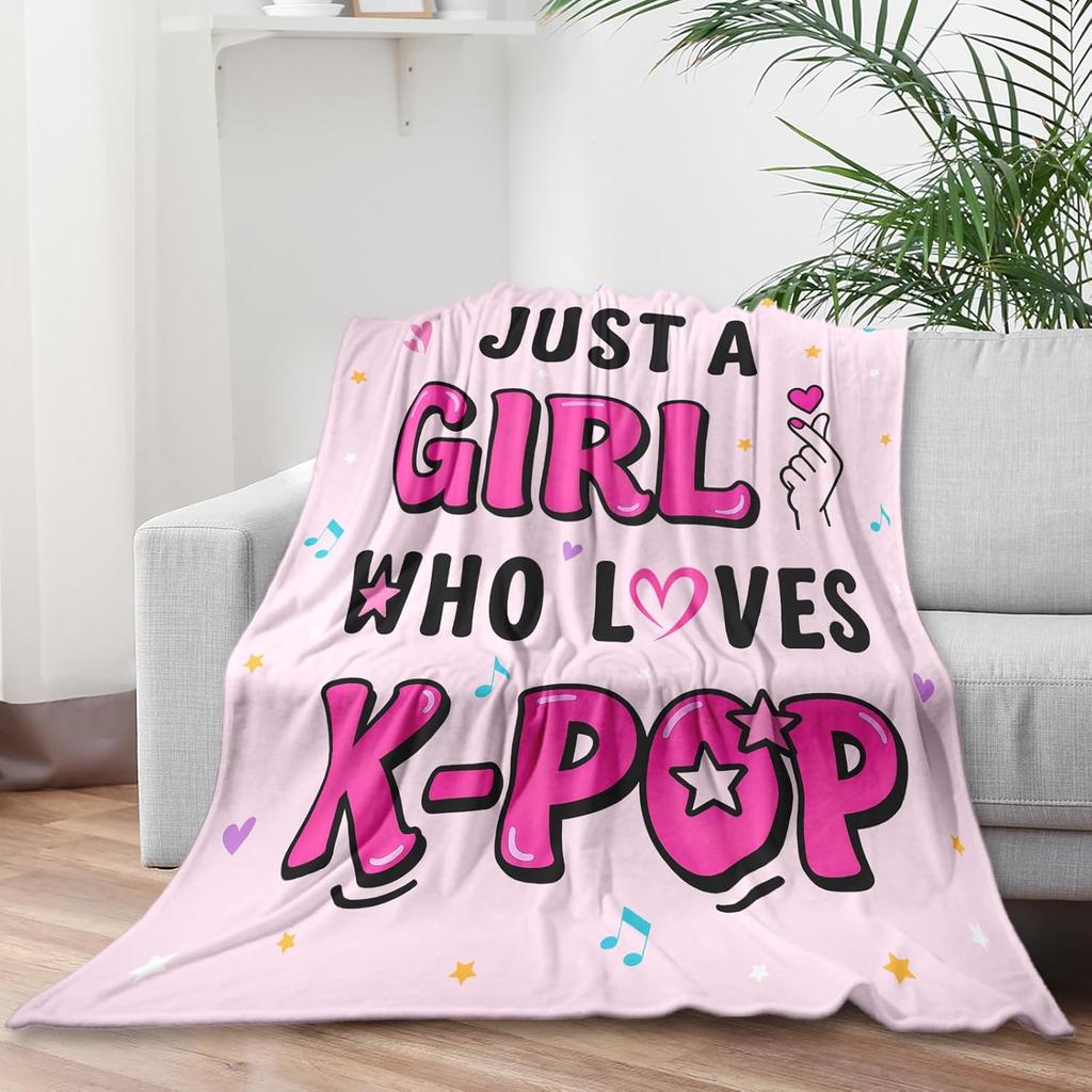 Just A Girl Blanket Flannel Blanket For K-POP LOVERS Soft Perfect Birthday Gift Home Bed Sofa Decor Outdoor Travelling Blanket