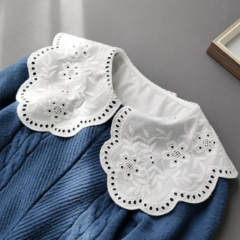 Lace Novelty Fake Collar for Women Shirt Front Ties Detachable Collar Stand Dress Sweater Girls False Collar