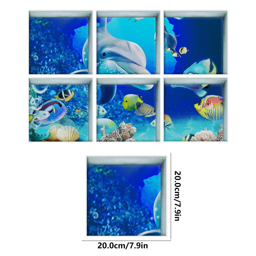 Bath Treads Stickers Beach Pattern Square 3D Adhesive Anti Slip Tub Safety Decals Mat Waterproof Shower Tub Sticker