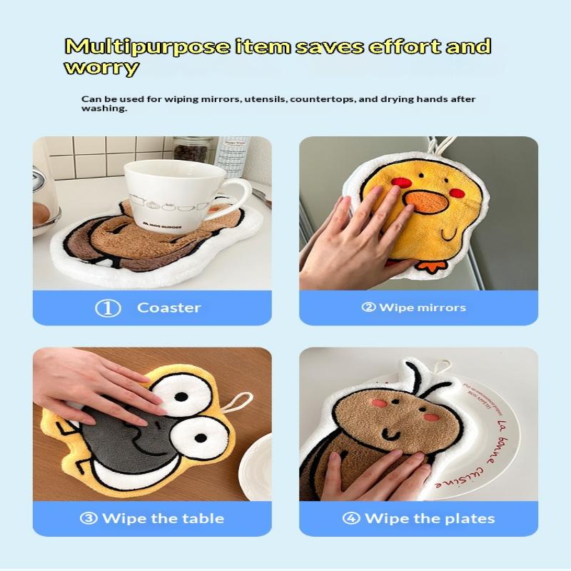 Cartoon Hand Towel Wall Hanging Towel Thick Soft Handkerchief Rag For Kitchen Bathroom Washing Hands Cloth