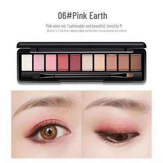 NOVO5077 Ten-Color Earth-Tone Eyeshadow Palette - Pearlescent & Matte for Smoky Makeup