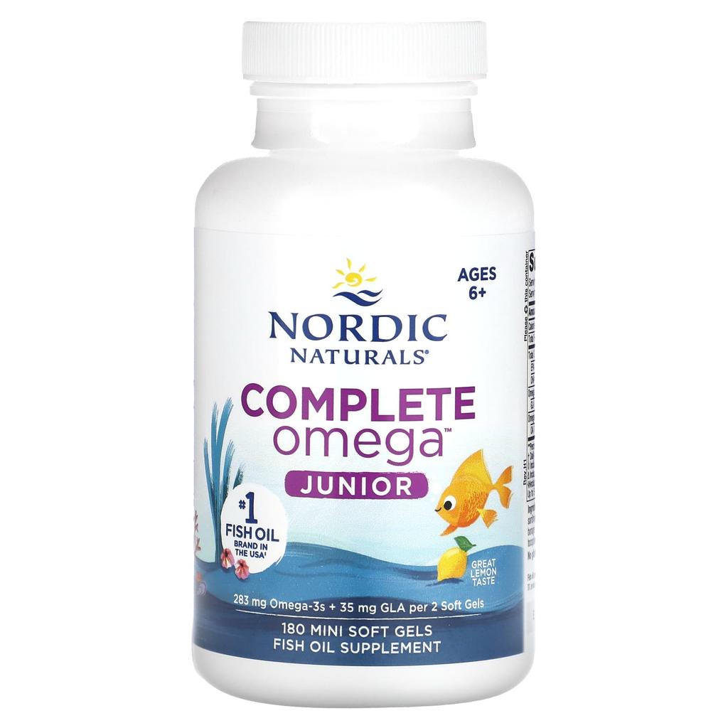 Complete Omega Junior, Ages 6-12, Lemon, 180 Mini Softgels