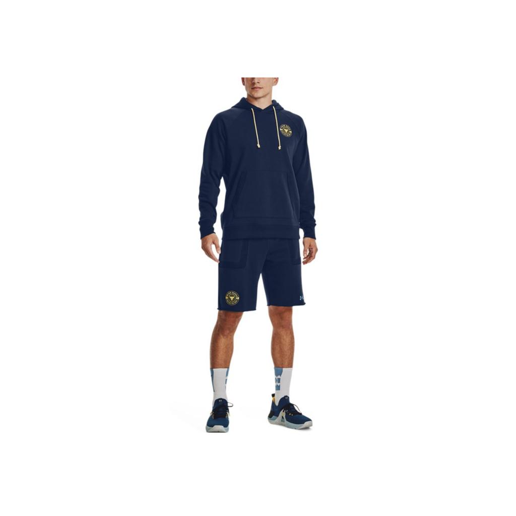 Under Armour Solid Logo Drawstring Straight Leg Sports Shorts Men Shorts Dark-Blue 1370454-408