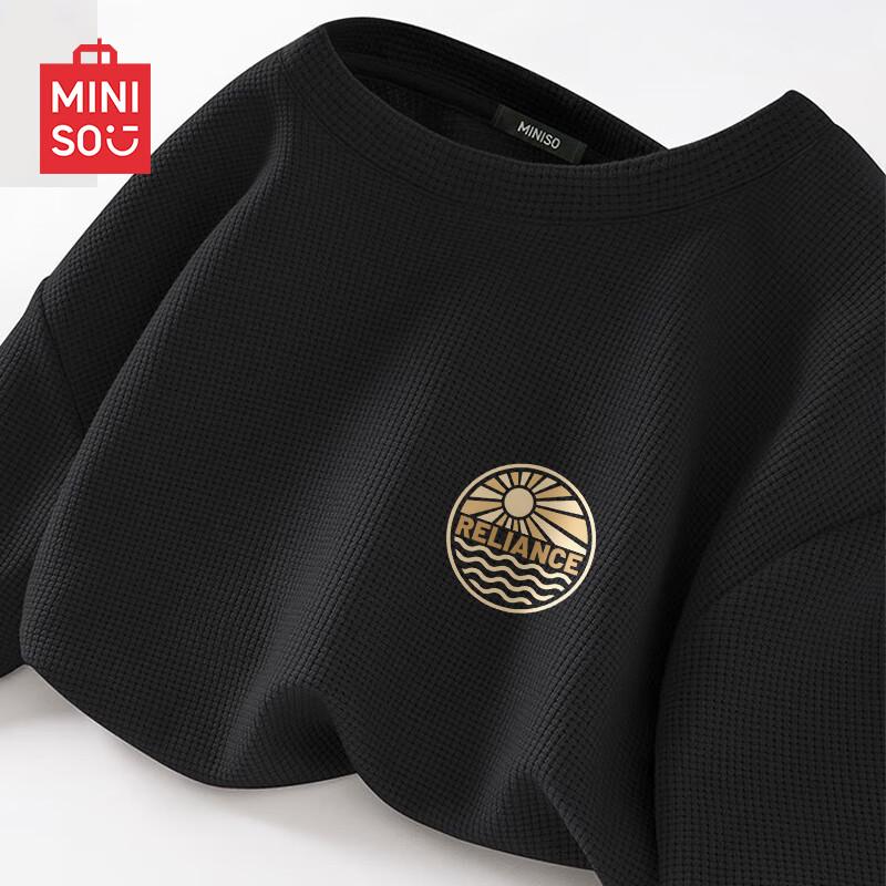 MINISO Men's Waffle Knit Heavyweight Casual T-Shirt