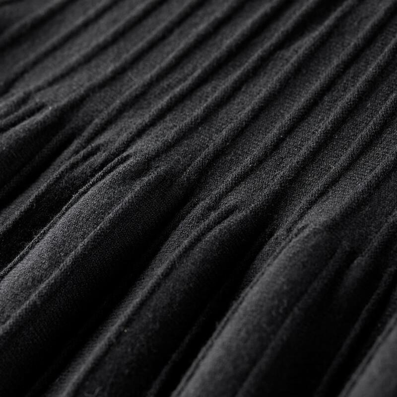 High-Waisted Pleated Knitted A-Line Midi Skirt