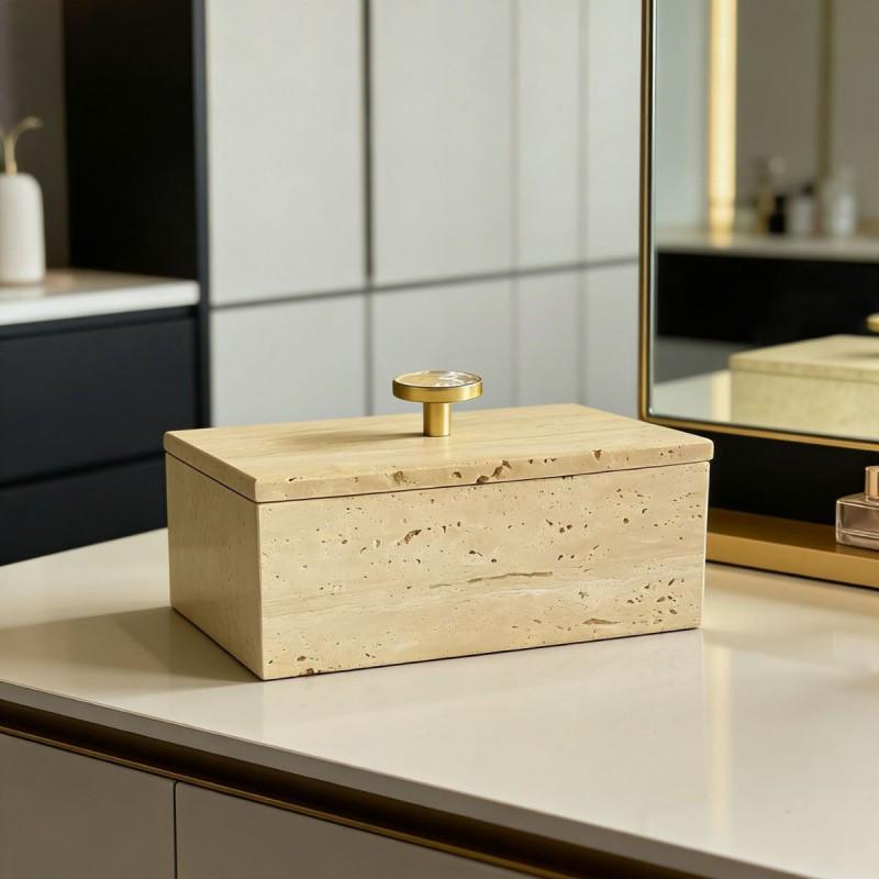 Marble-Style Jewelry Box With Lid Dresser Entryway Key Storage Modern Minimalist Small Organizer