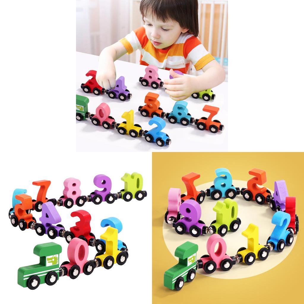Wooden Magnetic Train With Number Blocks For Early Education Kids Development