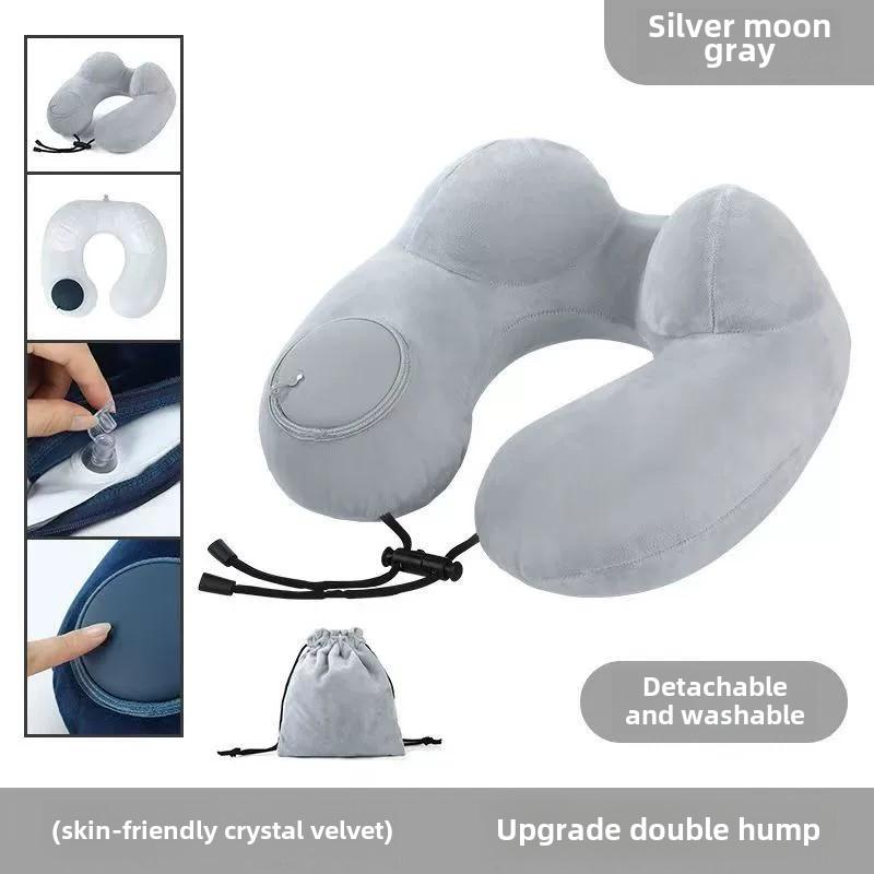 U-Shaped Comfortable Self-inflating Air Pillow Neck Support Inflatable Airplane Travel Neck Pillow Inflatable Sleeping Pillow