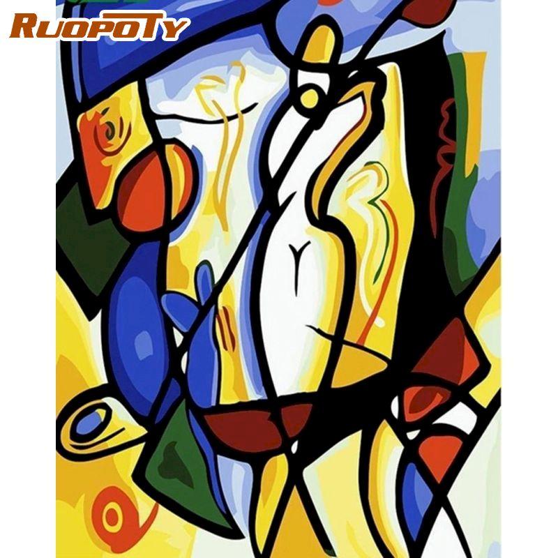RUOPOTY Frameless Abstract Painting Colorful Oil Painting DIY Painting By Numbers Modern Wall Art Picture Hand Painted For Wall Decoration 40x50cm