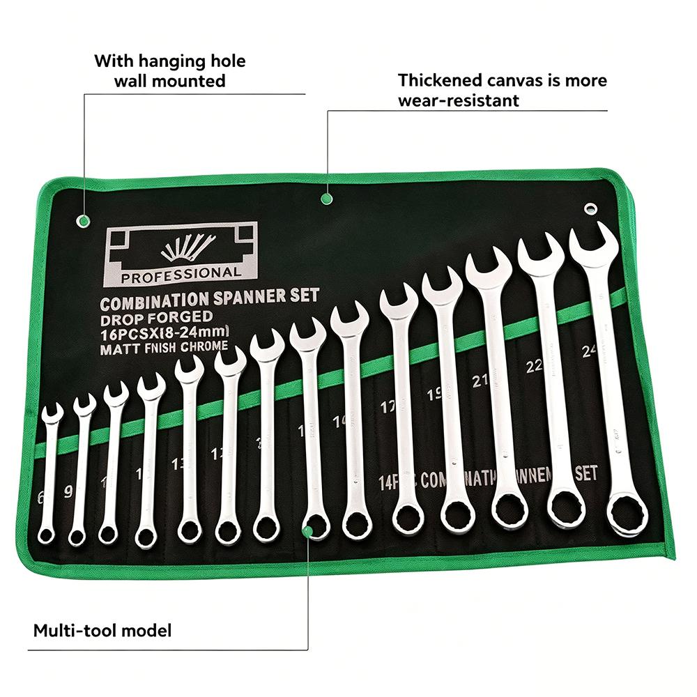 New Durable Wrench Storage Bag With Portable Handle 14-Pocket Tool Organizer Roll Perfect For Garage & Workshop Organization