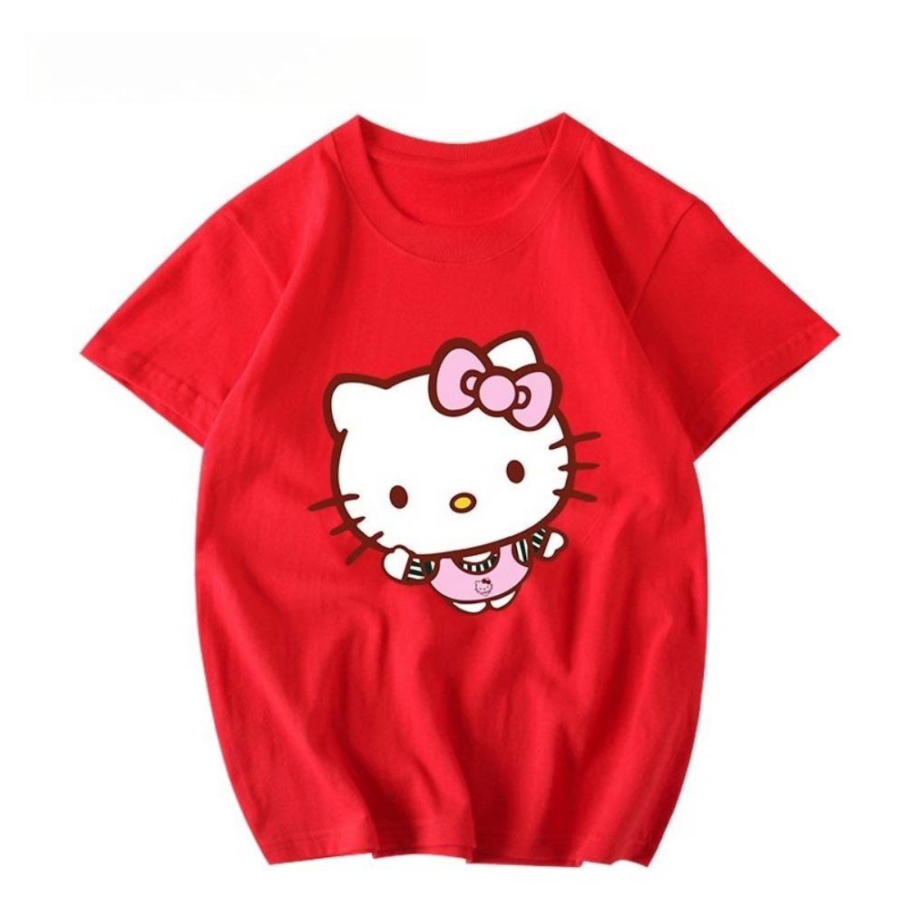 Women's New Cute Hello Kitty Pattern Printed Top Oversized Unisex Couple Trend Plus Size Loose Casual Short-sleeved T-shirt