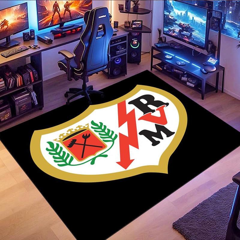 Rayo Vallecano Football Team Crest Area Rug, Colorful Shield Logo Floor Mat, Non Slip Carpet Home Decor