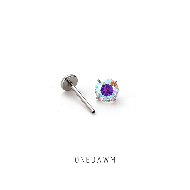 

F136 Медицинский титановый сплав Супер Вспышка Циркон Серьги-пусеты Антиаллергенные Уход за ушами 0.8 Внутренняя резьба Ухо Ухо Костный пин Ухо Костный пусет A] 3MMAB color +0.8 coarse screw * [note length