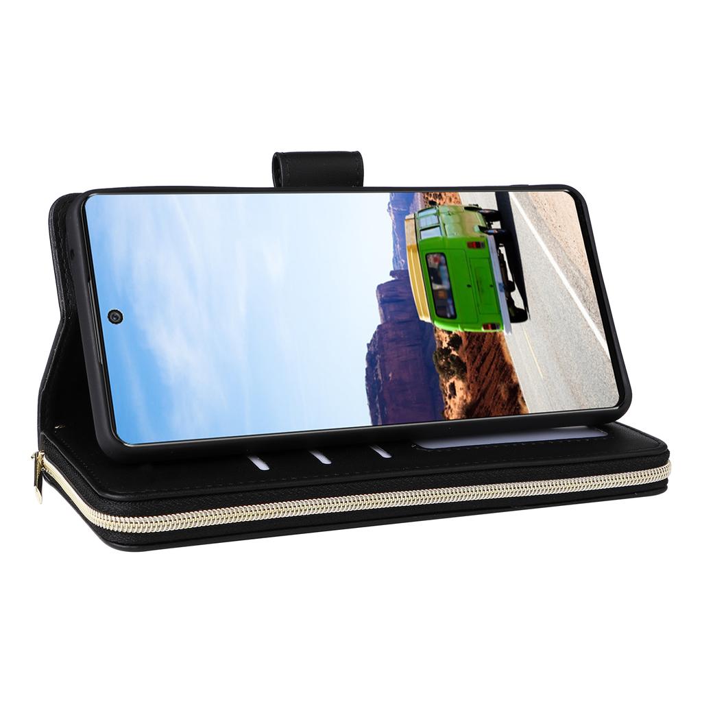 R20 Für Samsung Galaxy A53 5G Hülle Reißverschluss Leder Handyhülle mit 9 Kartenfächern