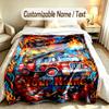 Fire Truck Theme Custom Blanket Personalized Name & Text Customized Soft Warm Throw Blanket Home Decor