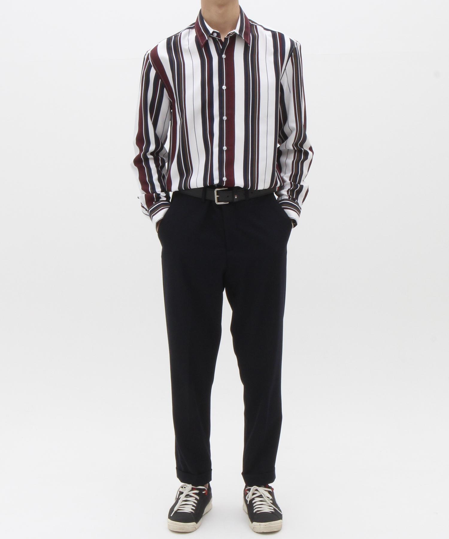 The Shirt Studio Brown Loose Fit Multi-Stripe Shirt 95