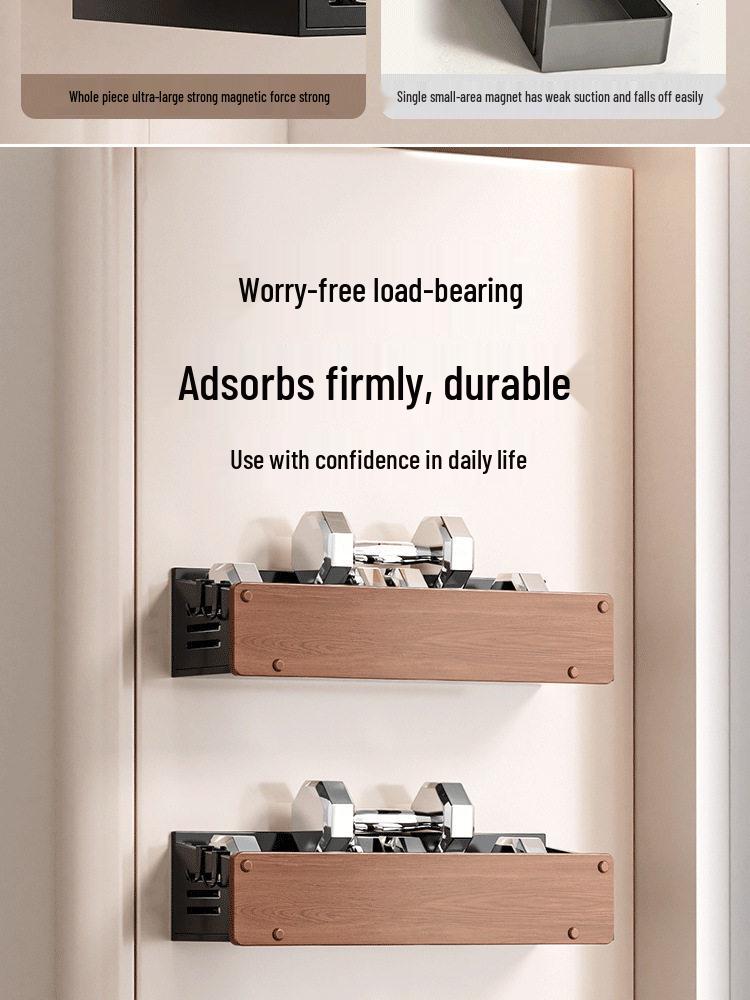 Dual-Layer Magnetic Kitchen Shelf for Refrigerator - Punch-Free Spice Rack Organizer