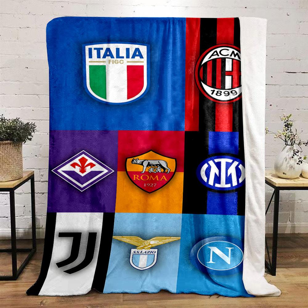 Italian Football Club Logos Blanket print blanket soft and cozy perfect for the living room bed sofa or a nap,gift