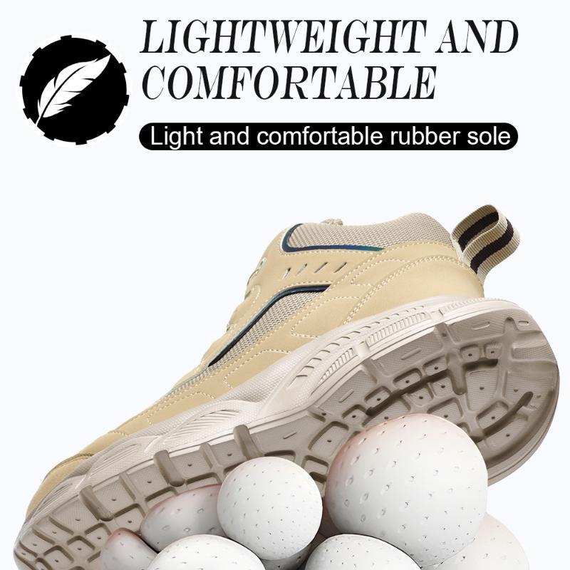 Men's Steel-Toed Safety Shoes With Anti-Crush, Anti-Puncture And Anti-Slip Soles, Fashionable Button Industrial Work Shoes