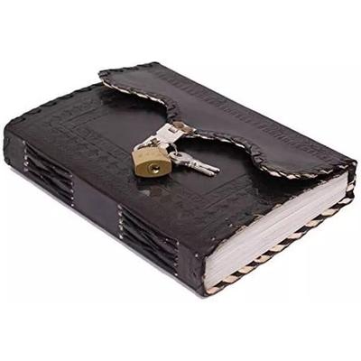 Diario in pelle con blocco note, libro da scrivere con lucchetto e chiave fatto a mano