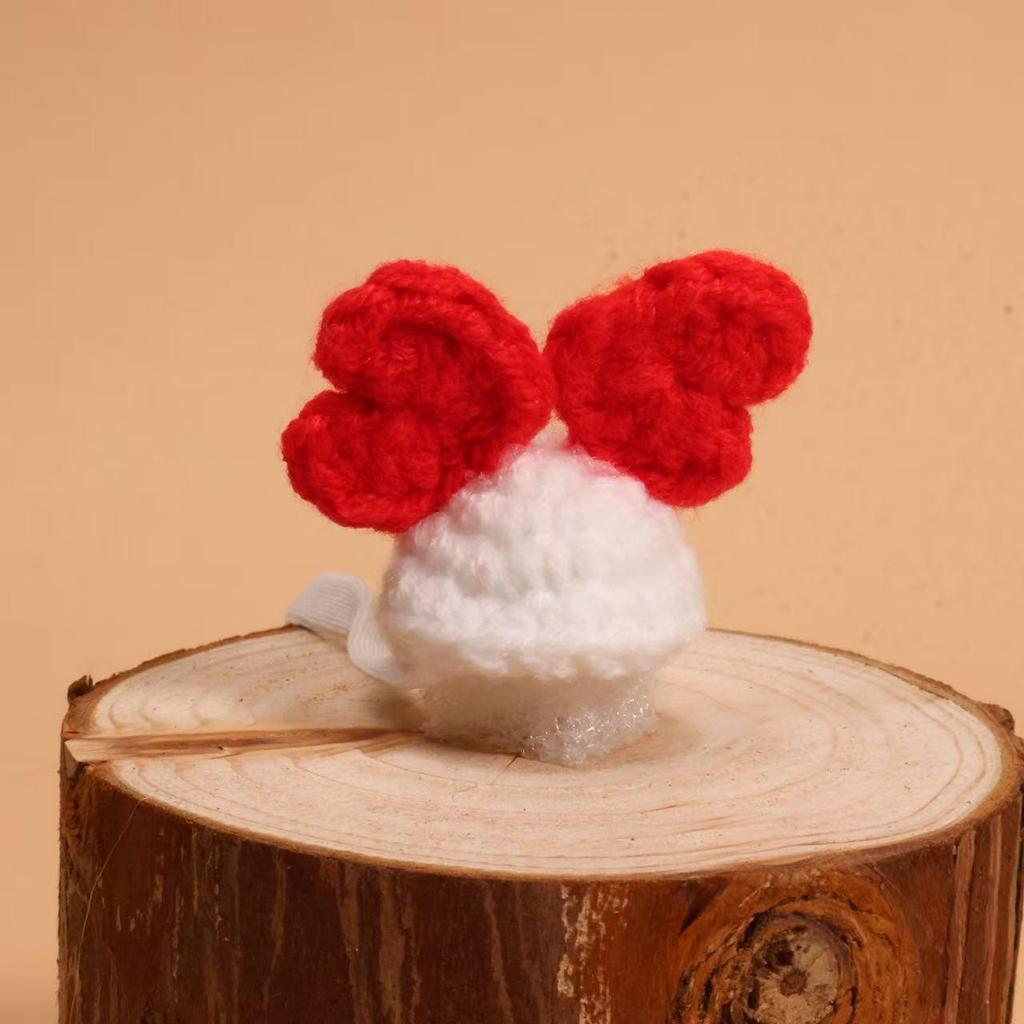 Christmas Goose Figurine Set with Hand-Crocheted Mini Pet Hats