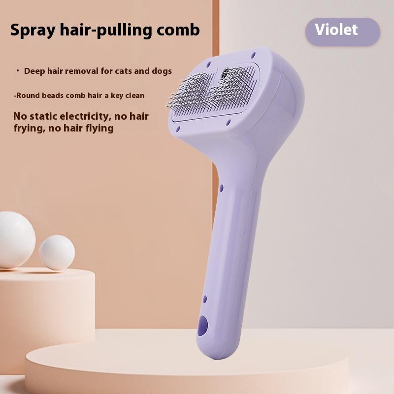 

Расческа для удаления шерсти у кошек с кнопкой фиксатора Массажная щетка для груминга USB-перезаряжаемая расческа для собак Спрей для груминга Чистящий инструмент фиолетовый