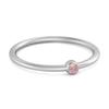 Pink CZ Round Minimalist Bezel Set Women Wedding Ring - 925 Sterling Silver