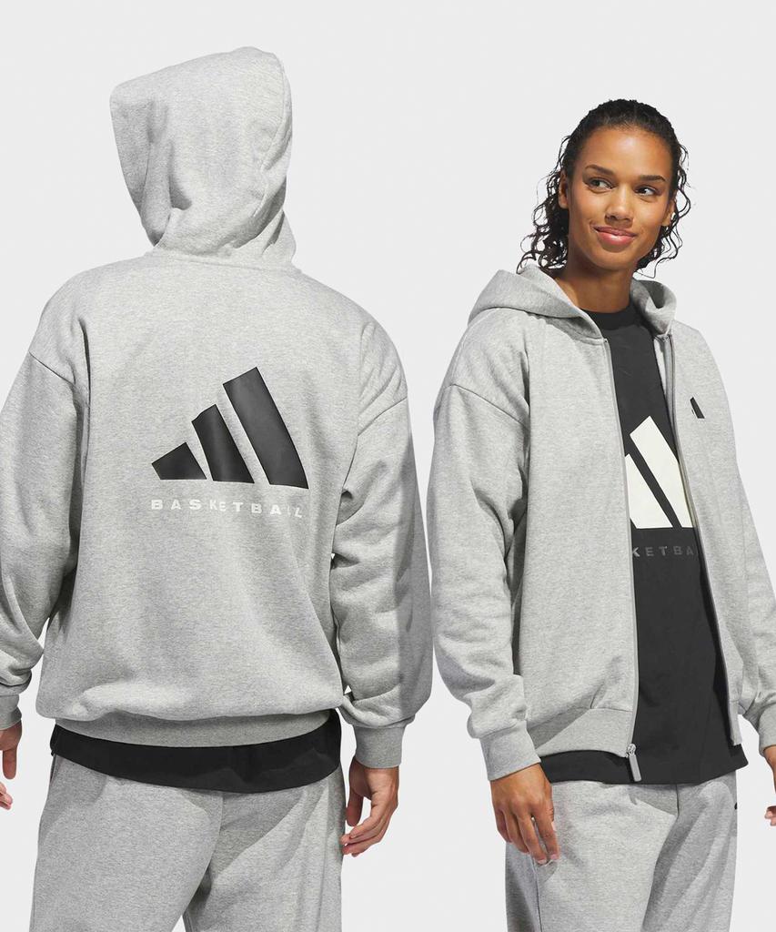 Adidas Basketball Full-Zip Hoodie - Medium Grey Heather / Kb7562