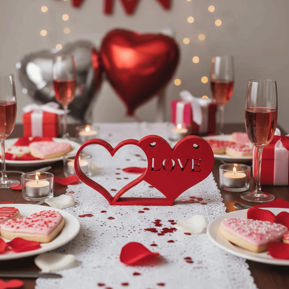 Art Craft Red Love Knot Ornament Plastic LOVE Ornaments Valentine Day Decorations  Table