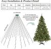 LED with Ring Christmas Tree Lights, Decorative Roof Lights String Garden Courtyard Outdoor Wall Tree Coat Waterfall Lights