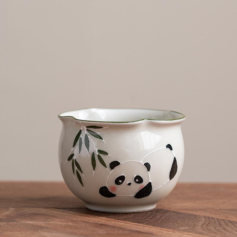 1 Pc Chinese Hand-painted Panda Porcelain Tea Cup Retro Handmad Ceramic Teacup Tea Bowl Travel Teaware Household Master Cup 90ml