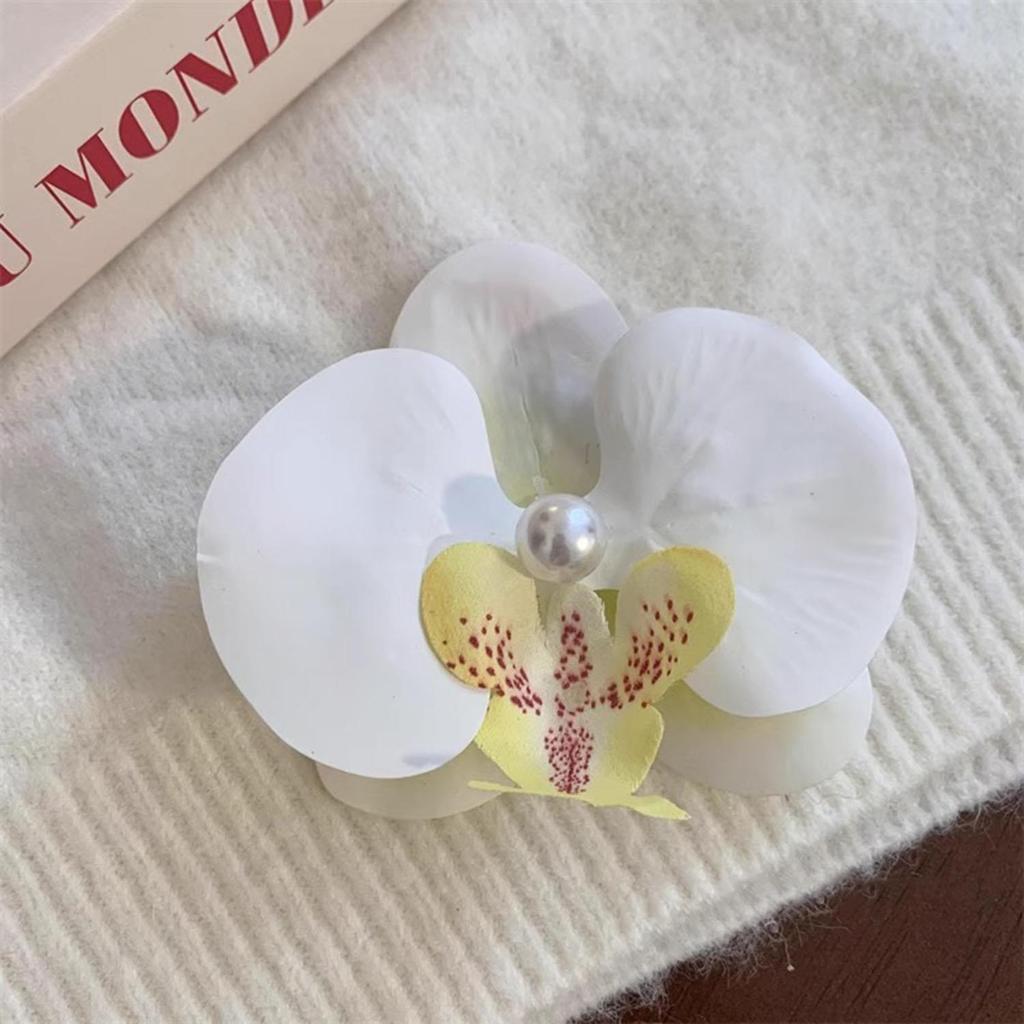 Phalaenopsis Pearl Duckbill Clip Women Hair Clip Butterfly Orchid Hairpin Seaside Vacation Flower Barrettes Hair Accessories
